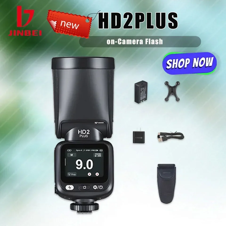 JINBEI HD-2 PLUS TTL  on-Camera Flash 100Ws Full HD Color TouchScreen Lightweight HSS Flash for Sony Canon Fuji Nikon Olympus