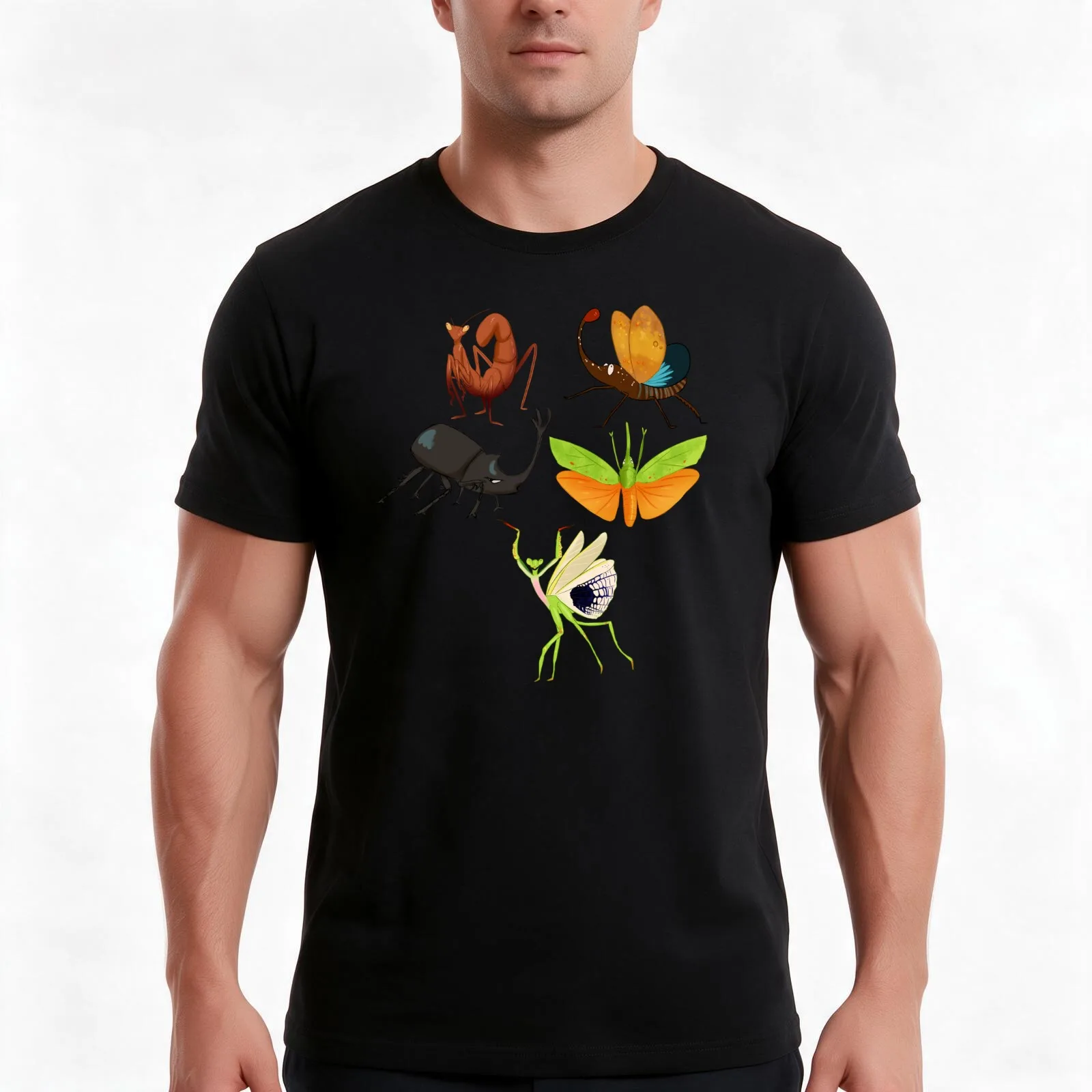 Insect Sticker sheet 2 T-Shirt, Summer Casual Cotton Tee, Oversized Streetwear Tops, Vintage Graphic Print, Unisex Men Women