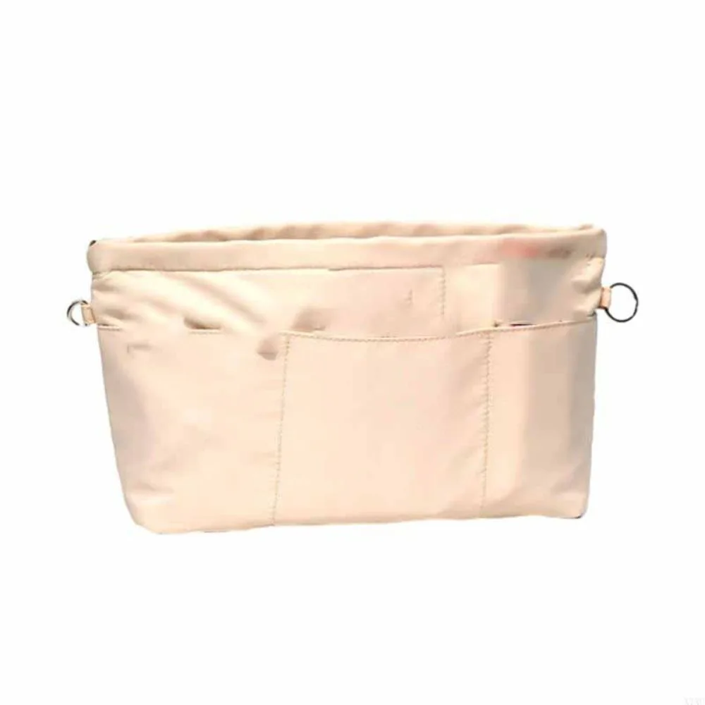 Durable Cosmetic Organizer Insert Bag with Zipper Storage Bags Multi-Pocket Handbag Multifunctional Solid Color Inner Bag Women