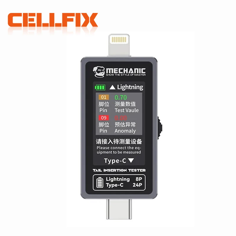 MECHANIC No Disassembly Required Mobile Phone Tail Insertion Detector Digital Display Current Power Check Independent Pin T-824