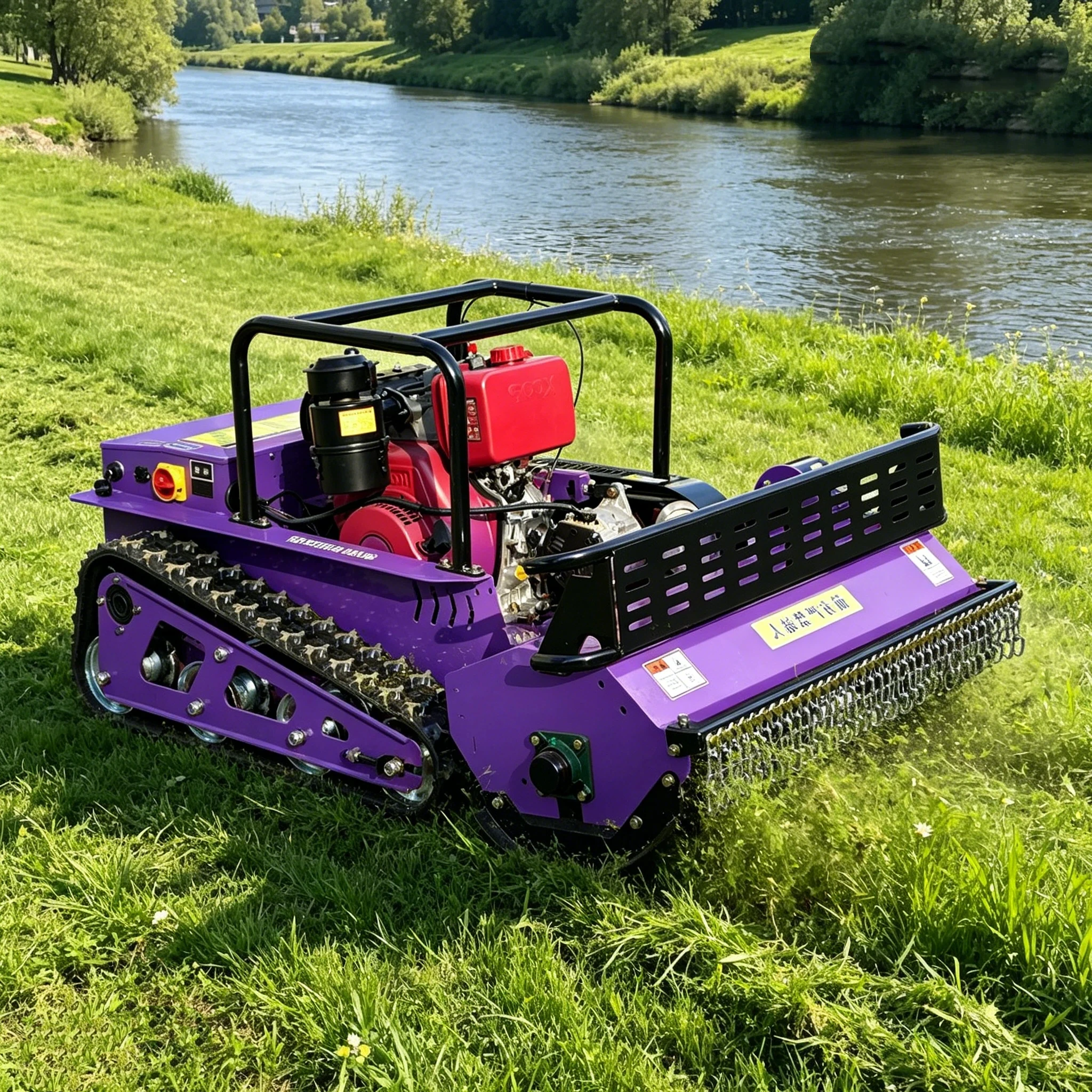 Remote Operated Crawler Grass Mower Customized Configuration Good Slope Performance Lawn Cutting Machine Hills And Orchard Work