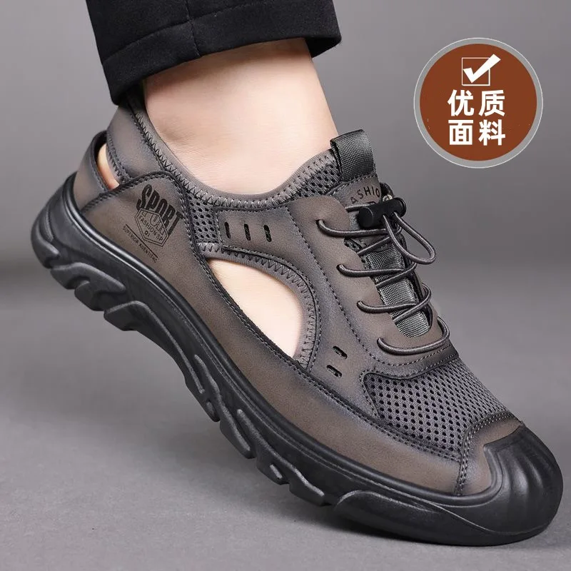 

Sandals men's summer breathable casual shoes trendy mesh hole outdoor beach soft-soled driving men's
