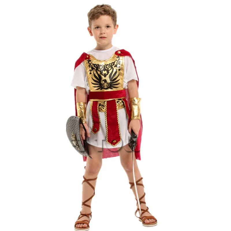 Jongens Rome Warrior Knight Cosplay Kids Kinderen Halloween Spartaanse Gladiator Kostuums Carnaval Purim Rollenspel Tonen Feestjurk