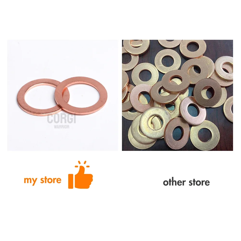 Barco Red Brass Copper Crush Sealing Washer, Plug de caixão de anel plano, Arruelas de vedação do óleo, M5 M6 M8 M10 M12 M14 M16 M18 M20 M22 M24