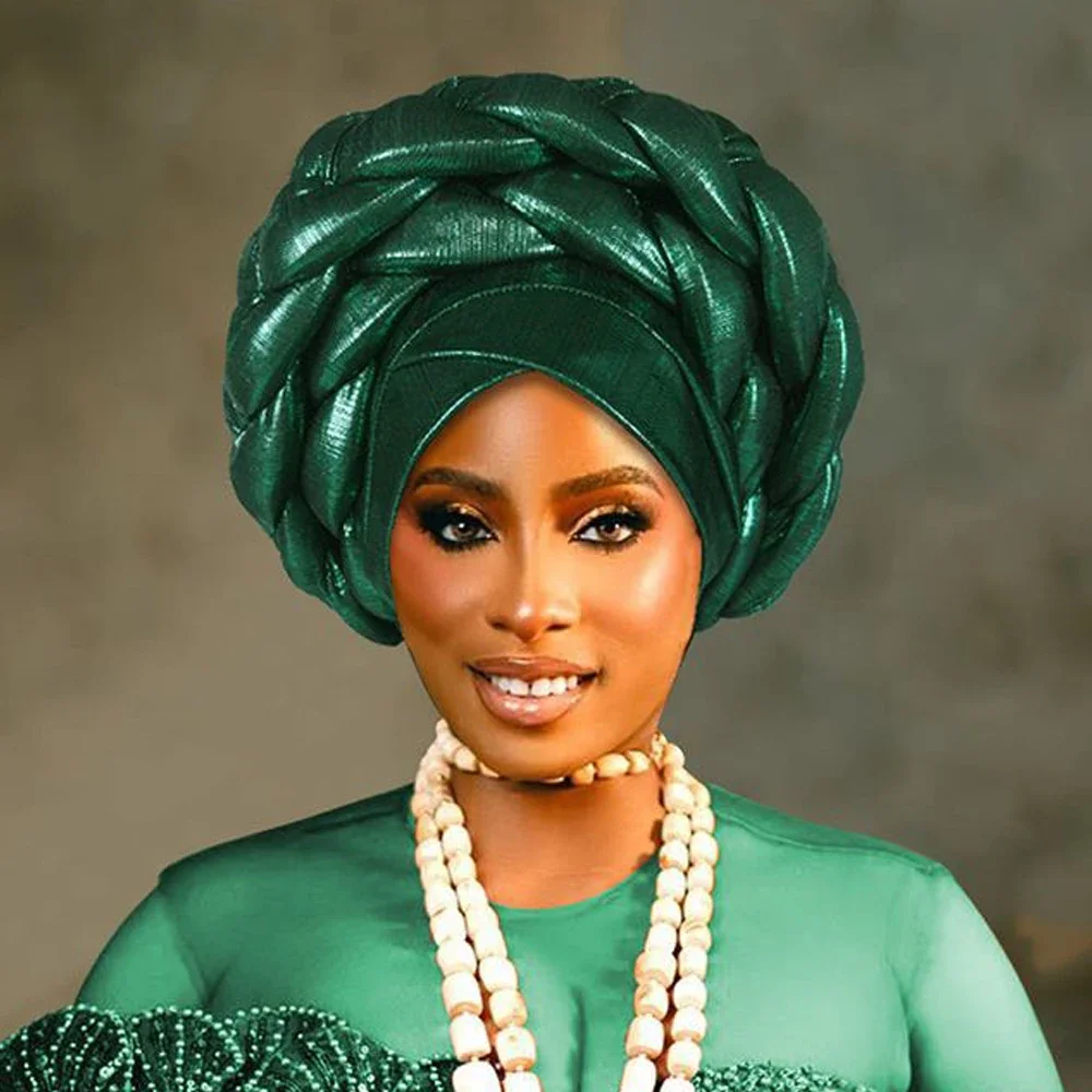 

Новый женский тюрбан в африканском стиле, преувеличенный шарф, шляпа с большой косой, капот, мусульманский хиджаб, авто геле, головные уборы, нигерийские свадебные головные уборы