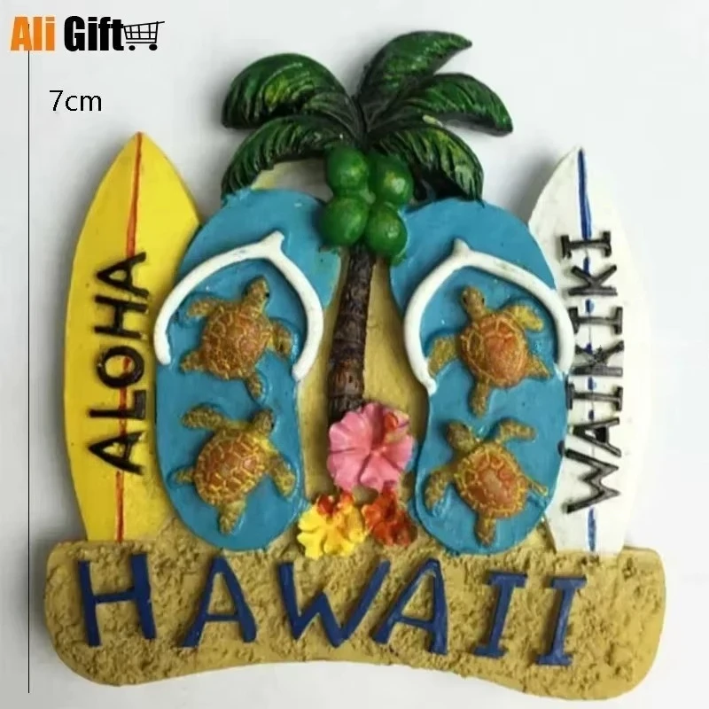 Resin 3D Tourist Attractions Souvenir Features United States Hawaii Creative Tile Refrigerator Magnetic Stickers USA
