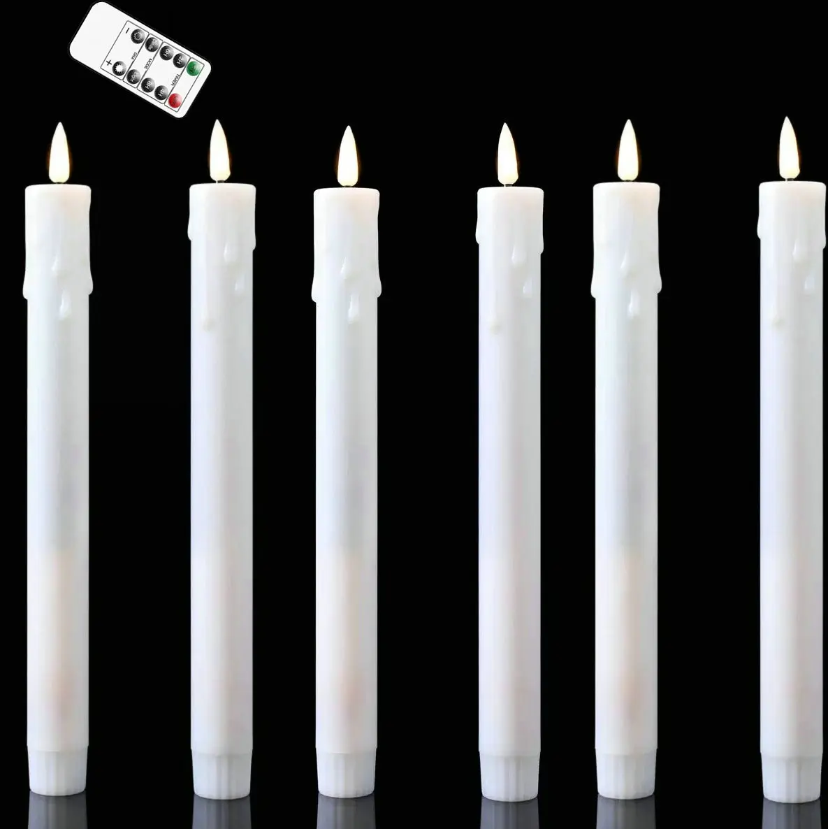 Flameless remote controlled Led candles W/timer LED Taper Candle Flickering Dripping Wax Window Tall stick candle H22.4CM-Amber