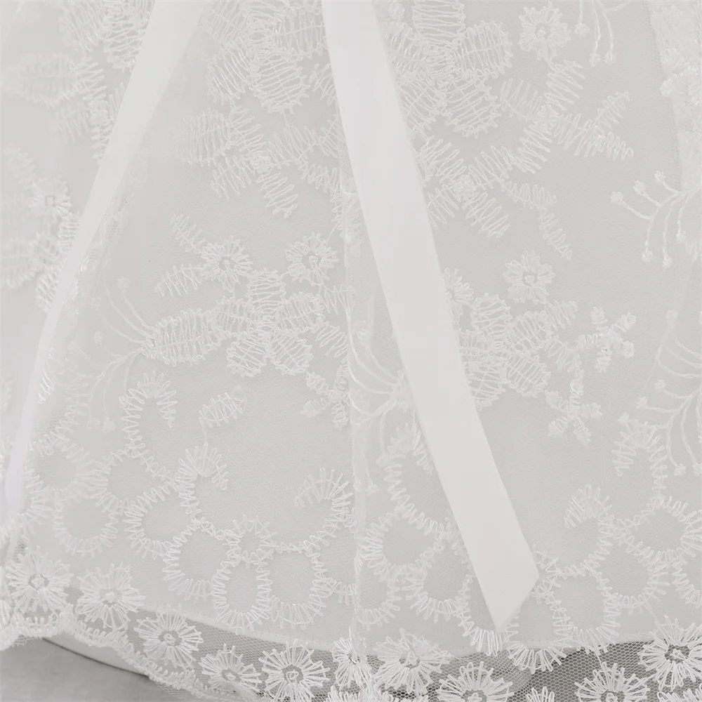 زي رضيع أبيض رقيق مع قوس ، فستان حفلة أميرة ، عيد ميلاد طفلة ، ثوب تعميد ، ملابس عيد ميلاد طفل صغير ، أزياء ، 2 *