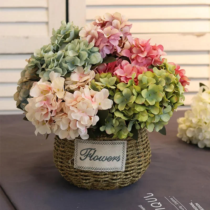 3PCS High Quality Hydrangea Artificial Flowers Silk Fake Flowers Bridal hand Bouquet flores for Wedding Home Hotel Decor G2640