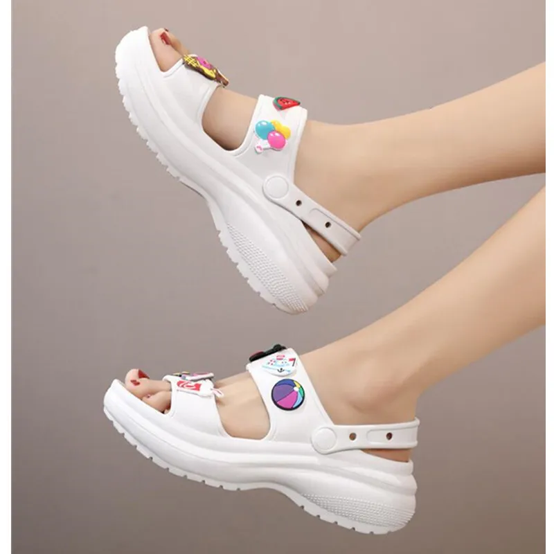 2023 New Summer Women Sandals Korean Wedge Platform Casual High Heels Ladies Shoes Outdoor Beach Peep Toe Sandalias De Mujer