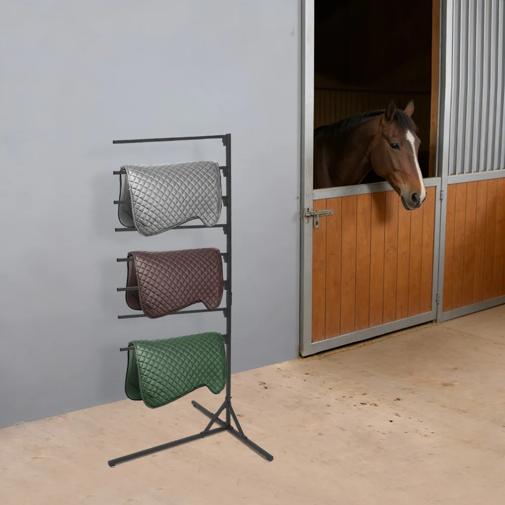 

Saddle Pad Rack, Garden Tool Organizer, Garden Tool Rack, 8-Tier Blanket Storage Stand with Bracket, Stable Horse Rug Holder