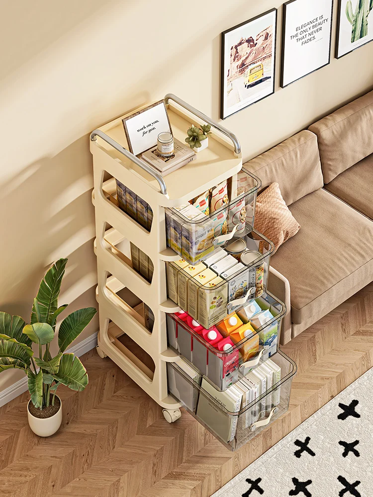 Snack storage cabinet, small cart storage rack, drawer type floor storage box