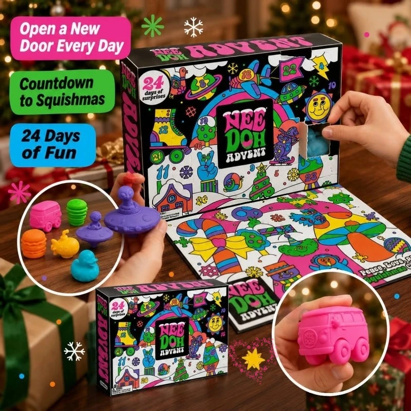 Christmas Advent Calendar Gift Box, 24‑Day Surprise Mini Squishy Fidget Toys, Sensory Stress‑Relief Toy Set, Holiday Surprise Gi