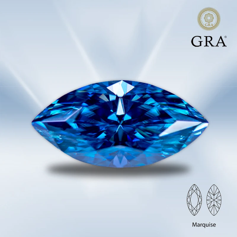 

Moissanite Stone Marquise Sapphire Blue Color Wholesale Artificial Gemstone Advanced Shiny Jewelry Rings Earrings Making