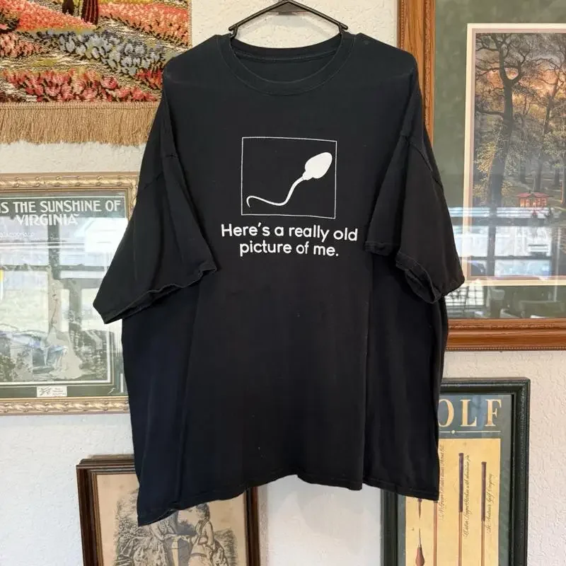 Vintage 90s Here’s An Old Picture Of Me Funny Obscure Sperm Shirt Size Men’s XL