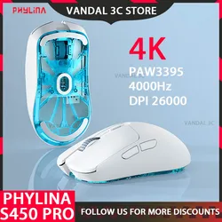 Phylina S450 Wireless Gaming Mouse Paw3395 26000dpi Ultra Lightweight 56g Programmable 2.4g Usb-c Wired Rechargeable 6 Buttons