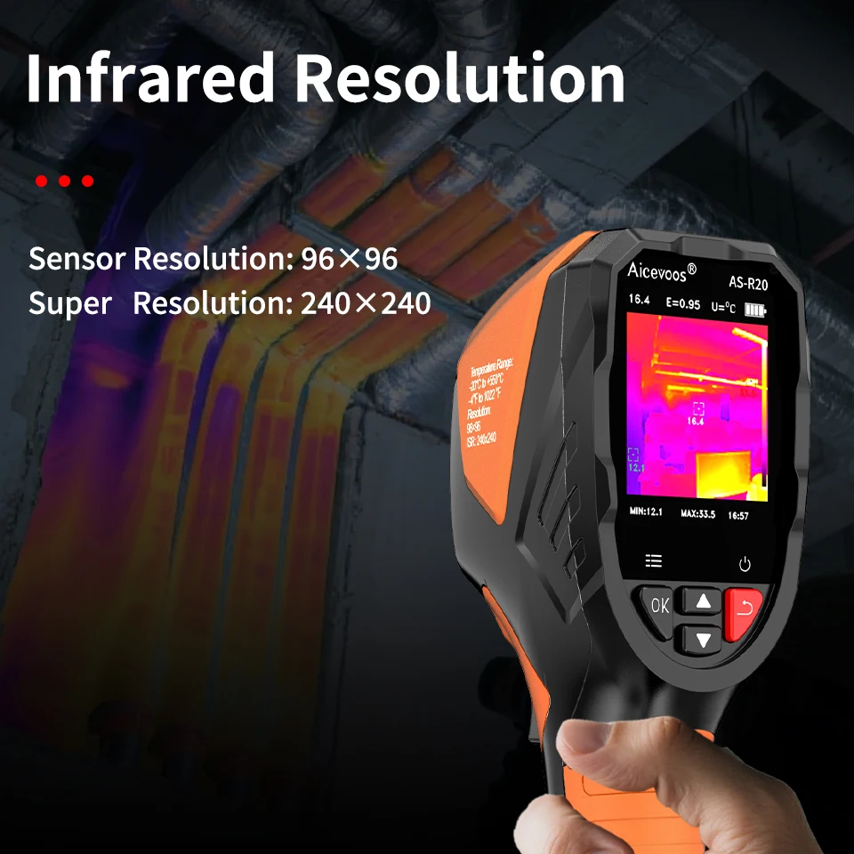 Aicevoos Rechargeable Industrial Infrared Thermal Imaging Camera,96x96 IR Resolution,Super Resolution 240x240, -20°C to 550°C - Image 3