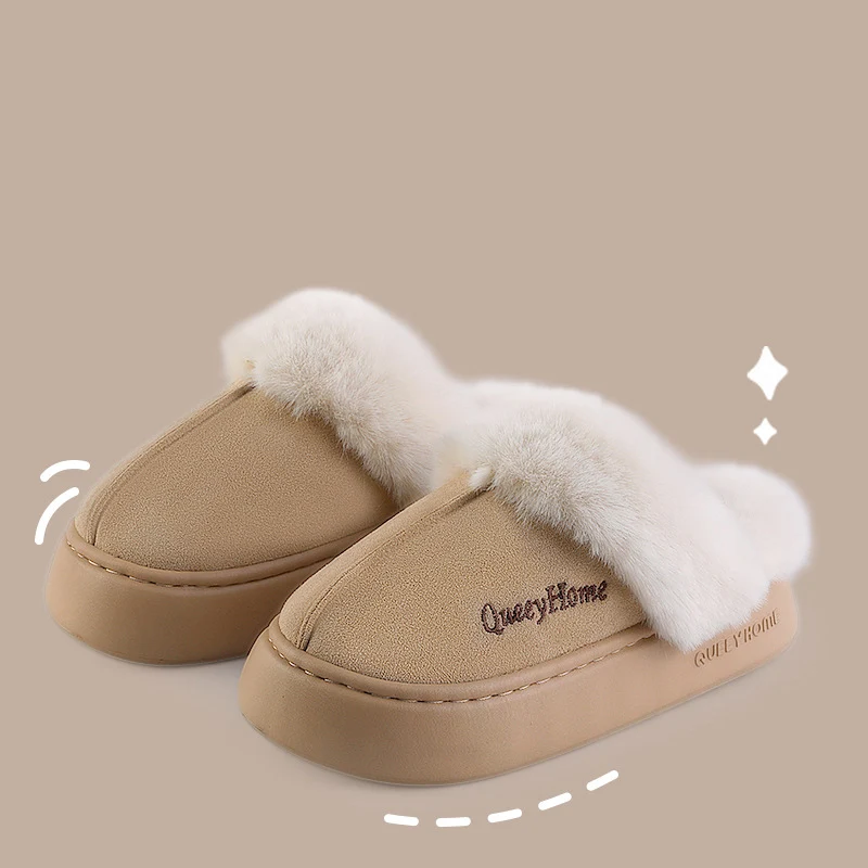 Litfun New Plush Women Slippers Fashion Platform Fluffy Women Slippers Warm Fuzzy Home Cotton Shoes Indoor Women Winter Slippers