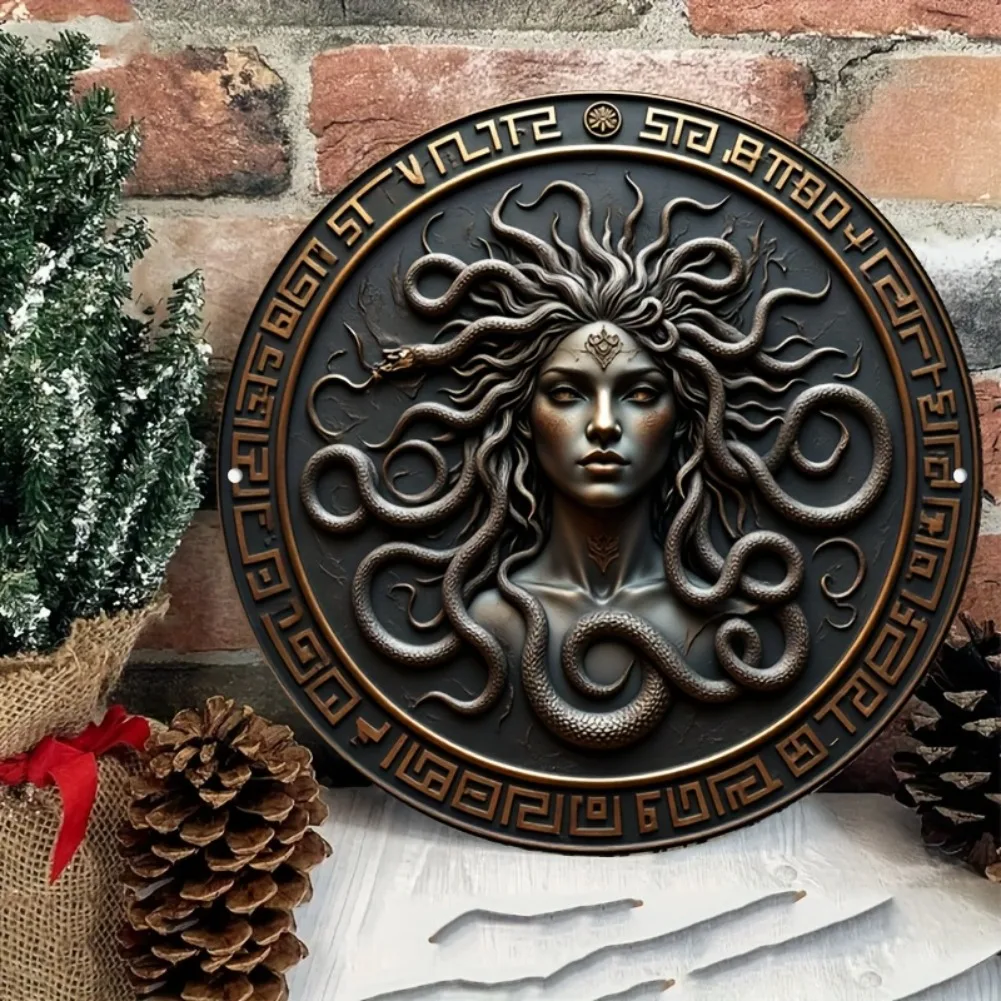 Vintage Medusa Bronze Aluminum Wall Art - 8x8 Inch