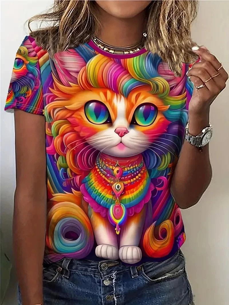 

Wholesale Cheap Clothes Shirts & Blouses Summer 2024 Women's Clothing Sales Short Sleeve Camisetas 3D Print Cartoon T-shirts