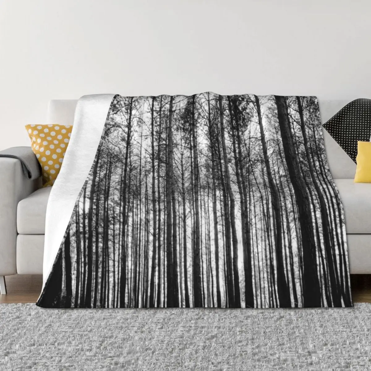 

trees in forest landscape - black and white nature photography Throw Blanket wednesday for sofa Large Thermal Blankets