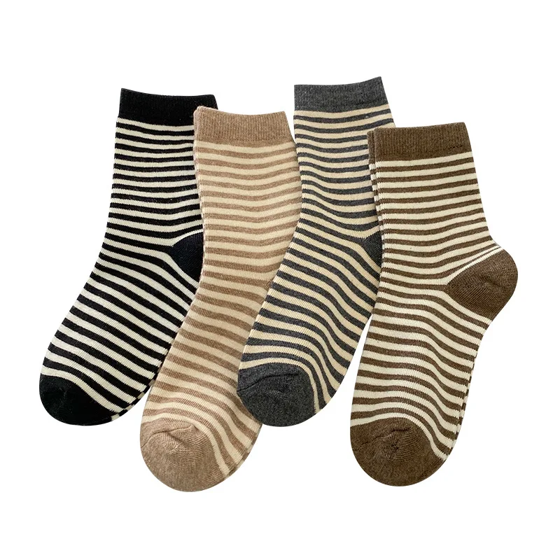 New Women Socks Cotton Japanese Style Wholesale Stripe Harajuku Calsetines  Mujer Short Socks For Girls Gift Ladies Striped Sox