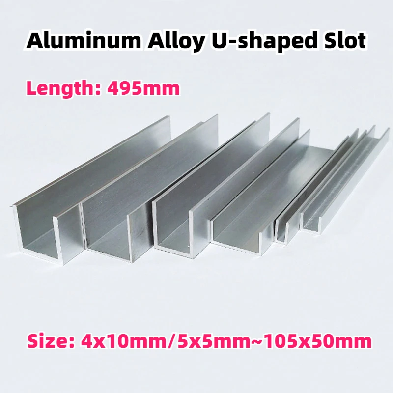 2Pcs Length 495mm Aluminum Alloy U-shaped Slot Rail Slot 4x10mm 5x5mm 5x10mm~105x50mm DLY Aluminum Profile Fixed Card Slot