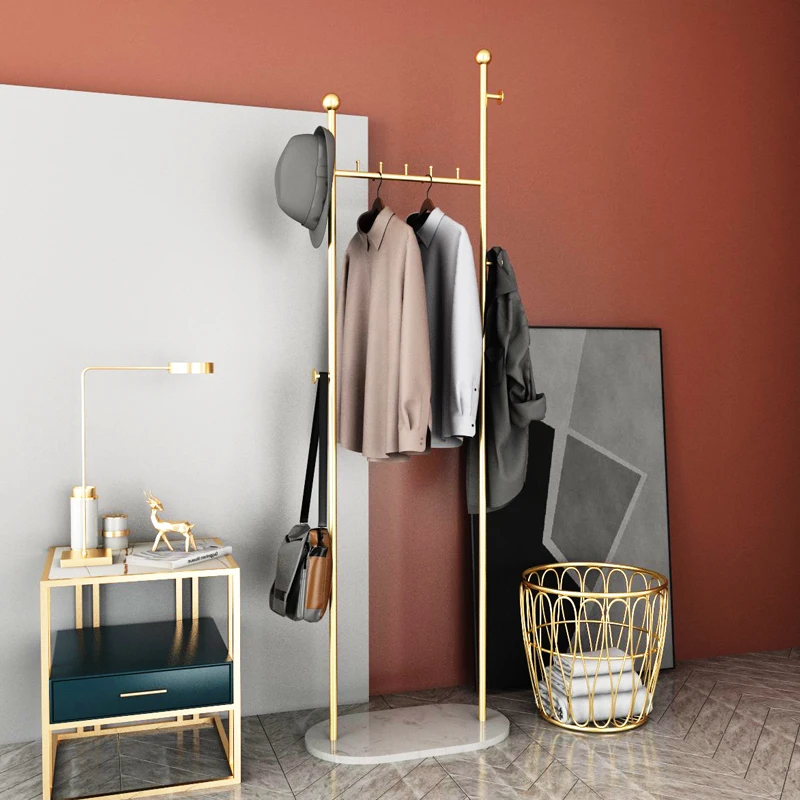 Golden Bedroom Clothes Rack Closet Organizer Floor Standing Entrance Rack Living Room Wieszak Na Ubrania Furniture GPF30XP