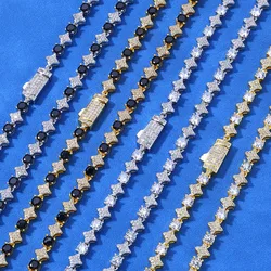 New Original Design 6mm Sun Moon Star Tennis Chain Prong Setting Iced Mens Jewelry Gift Party Tennis Necklace