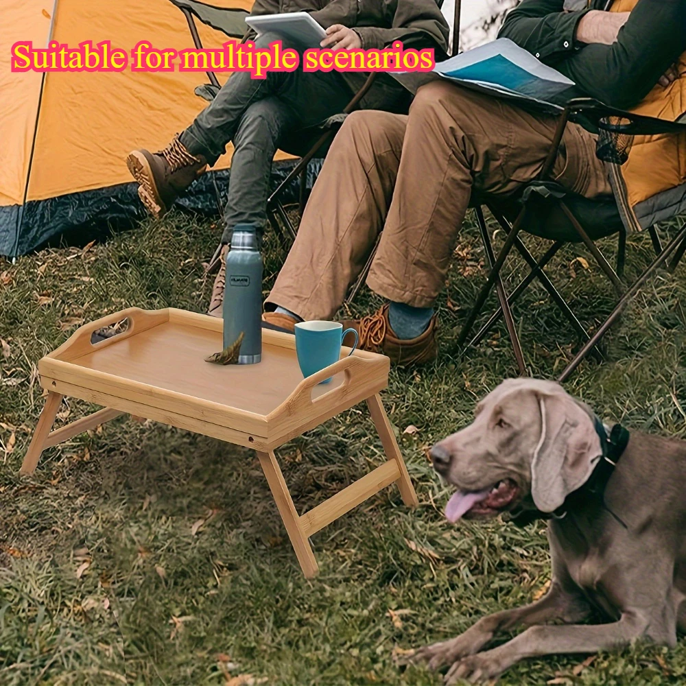 Snack Tray Wooden Tray on The Bed Snack Storage Table Portable Foldable Bamboo Table Large Capacity Foldable Bed Dining Table