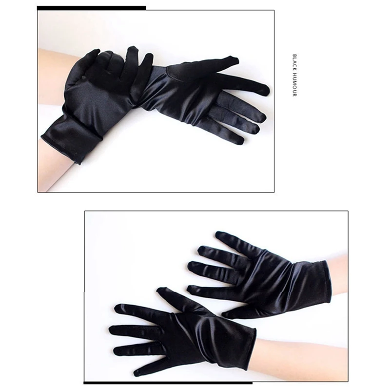 Ladies Short Sunscreen Satin Satin Glove Surface Dance Performance Gloves Spandex Etiquette Gloves