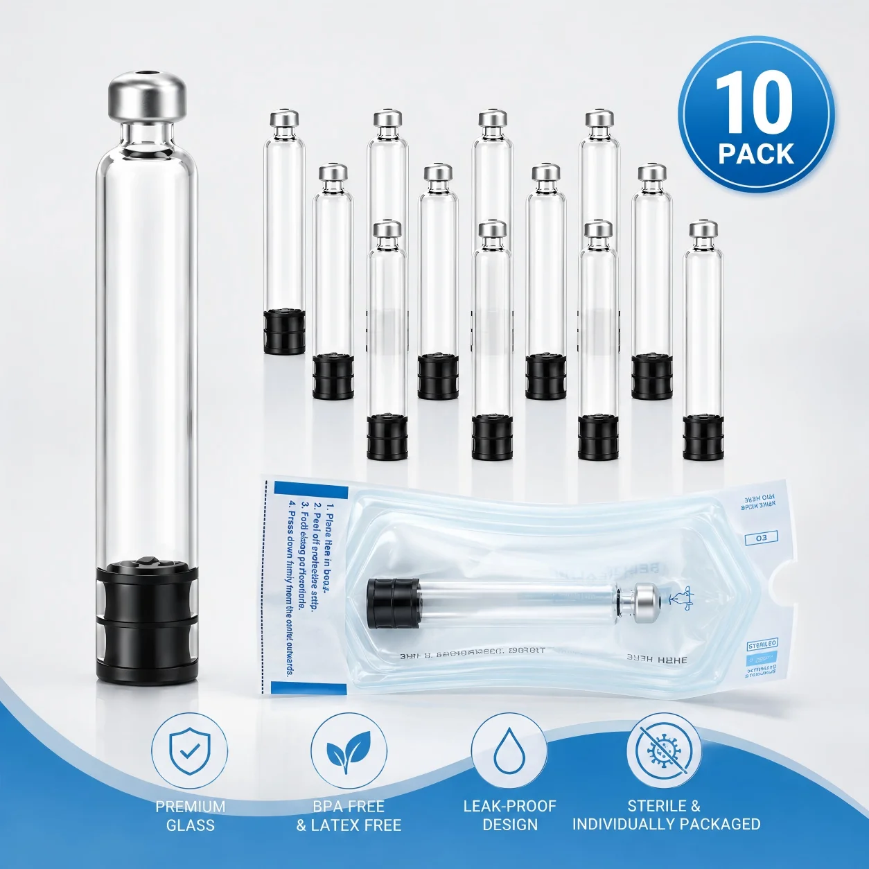 Disposable 3ml Pen Cartridge Individually Packaged 10-50PCS 3ml Glass Empty Peptide Pen Cartridges for V1 V2 Pens Sterilized