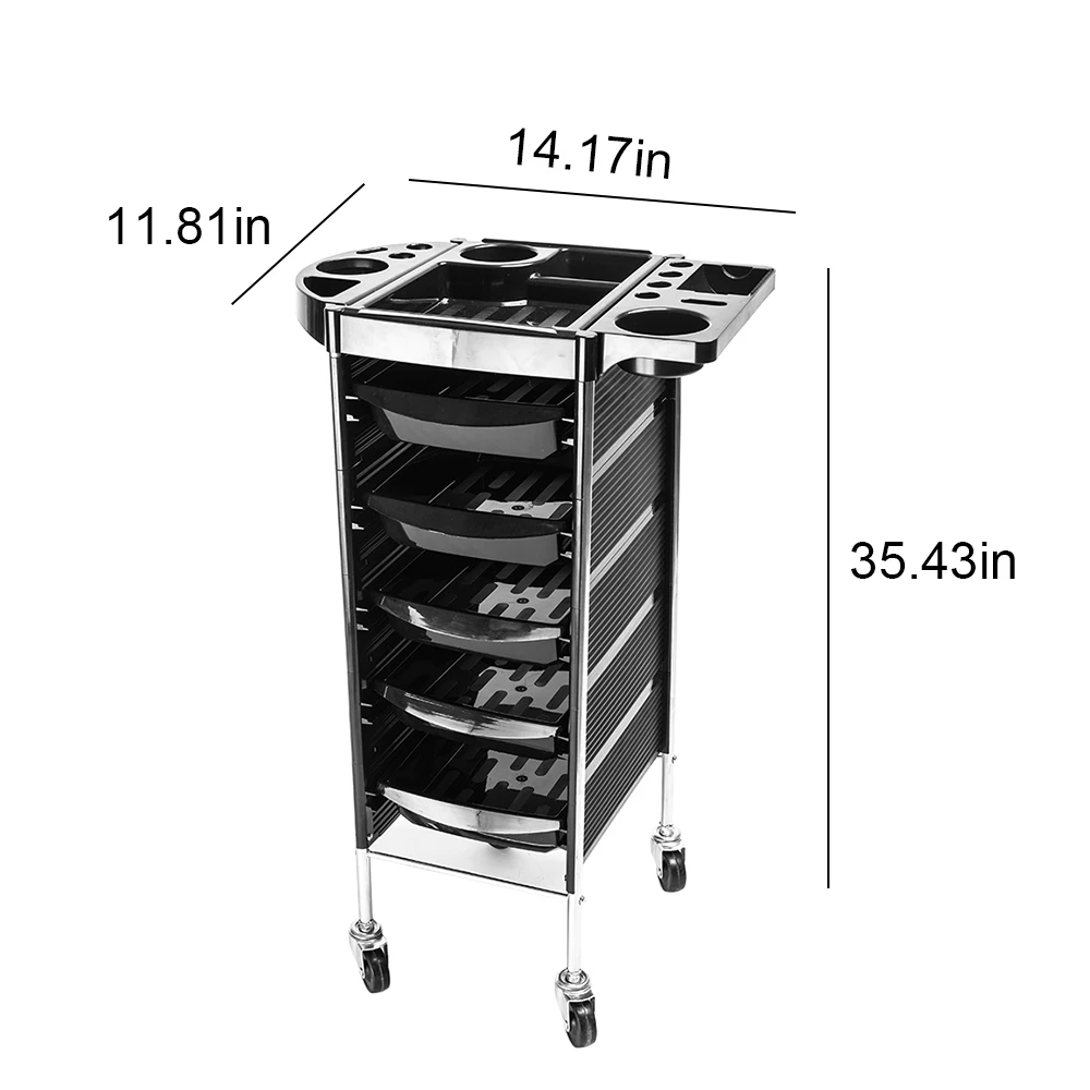 

YC-Q7 5 Tiers Hairdresser Beauty Storage Trolley Black