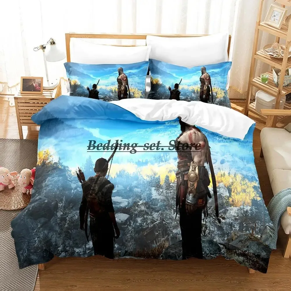 2023 Kratos And Atreus God Of War Bedding Set Single Twin Full Queen King Size Bed Set Aldult Kid Bedroom Duvetcover Sets Anime