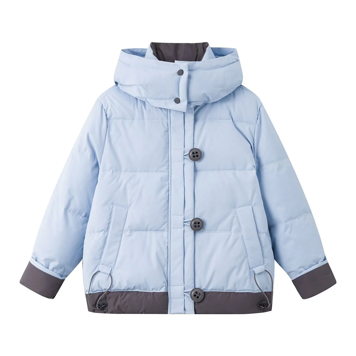 

New Down Coat Women Parkas 2025winter Short Korean Warm Cotton Padded Jacket Contrast Thick Outerwear Female Hooded Overcoat Top