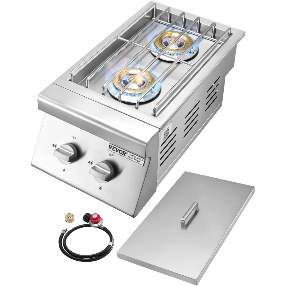 

VEVOR Outdoor Kitchen Двойные боковые горелки на пропане, аксессуары для гриля на жидкий пропановый газ мощностью 30 000 БТЕ, трансформируемые в природный газ