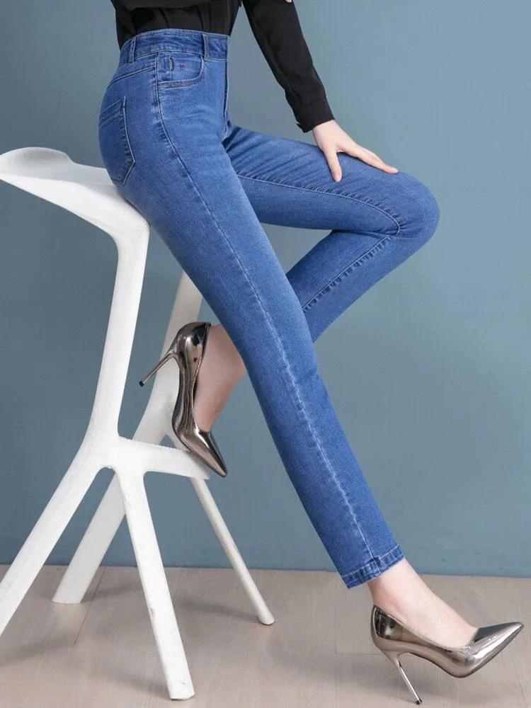 Skinny Hight Waist Pencil Jeans Woman Oversize 5xl Stretch Causal Denim Pants Spring Korean Streetwear Vintage New Kot Pantolon