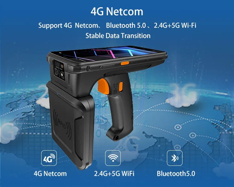 Jepower Efficient Smart Data Collection Handheld PDA Long Range UHF RFID NFC Reader Rugged 4GB Wi-Fi Barcode Scanner in Stock