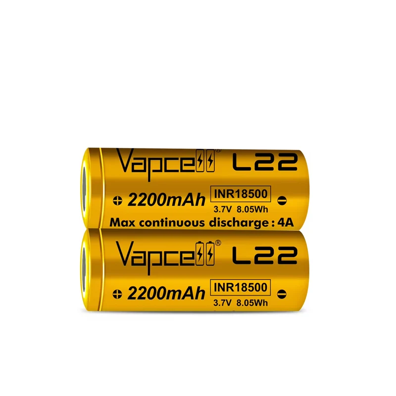 1-10 Uds Vapcell L22 INR 18500 2200mah batería 4A 3,7 V baterías de litio recargables de alta calidad para juguetes eléctricos para niños