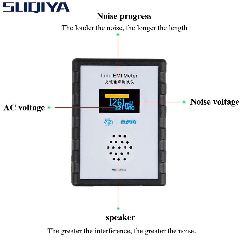 SUQIYA-NEW OLED Display Mains Noise Tester EMI Measuring Instrument Broadband AC Power Supply Ripple Analyzer Line EMI Meter