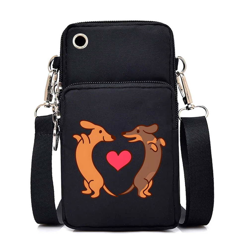 Casual Cartoon Dachshund Small Crossbody Bags Women Anime Animal Messenger Shoulder Bag Cute Dachshund Cell Phone Handbags Purse