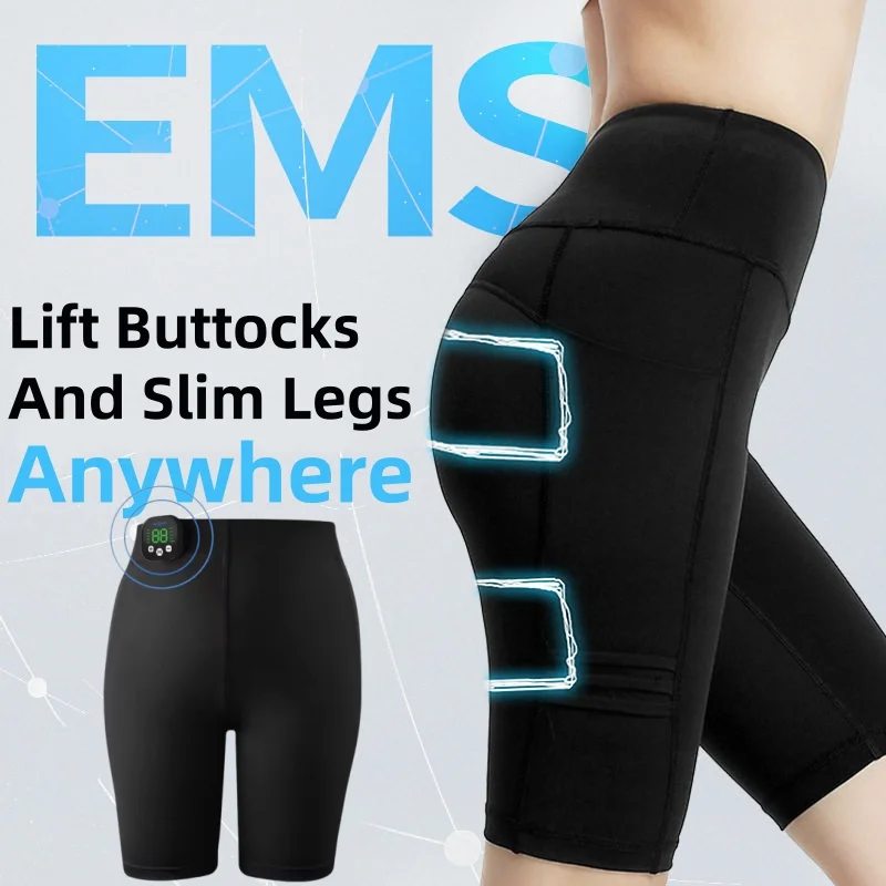 Ems Smart Muscle Stimulation Massage Pants Microcurrent Leg Shaping Shorts Intelligent Buttock Trainer Leg Slimming Yoga Pants