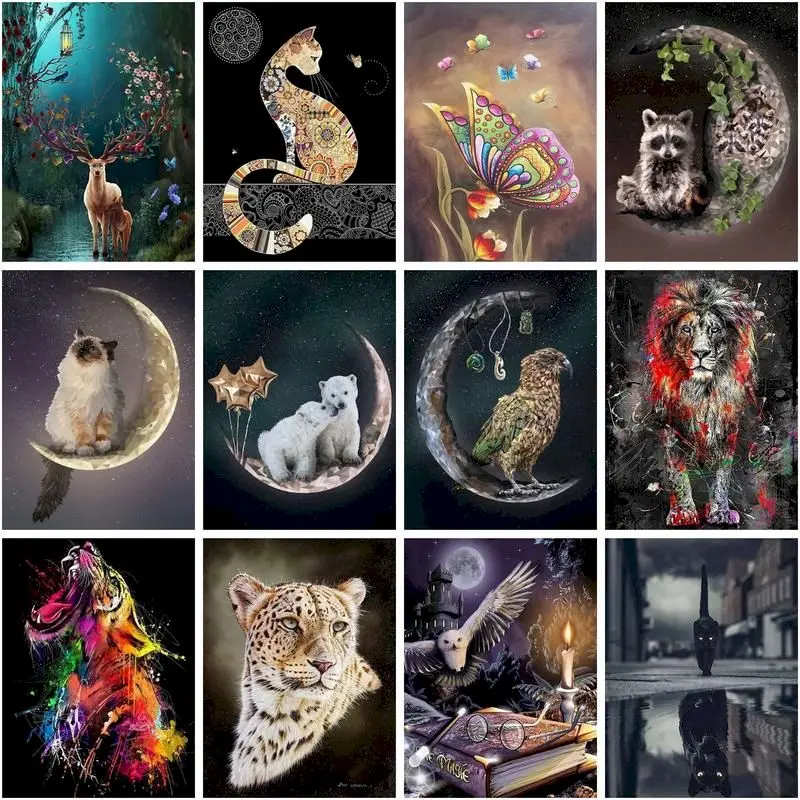 

GATYZTORY Coloring By Number With Frame Animal For Adults Diy Picture By Numbers Drawing On Canvas Modern Home Decoration