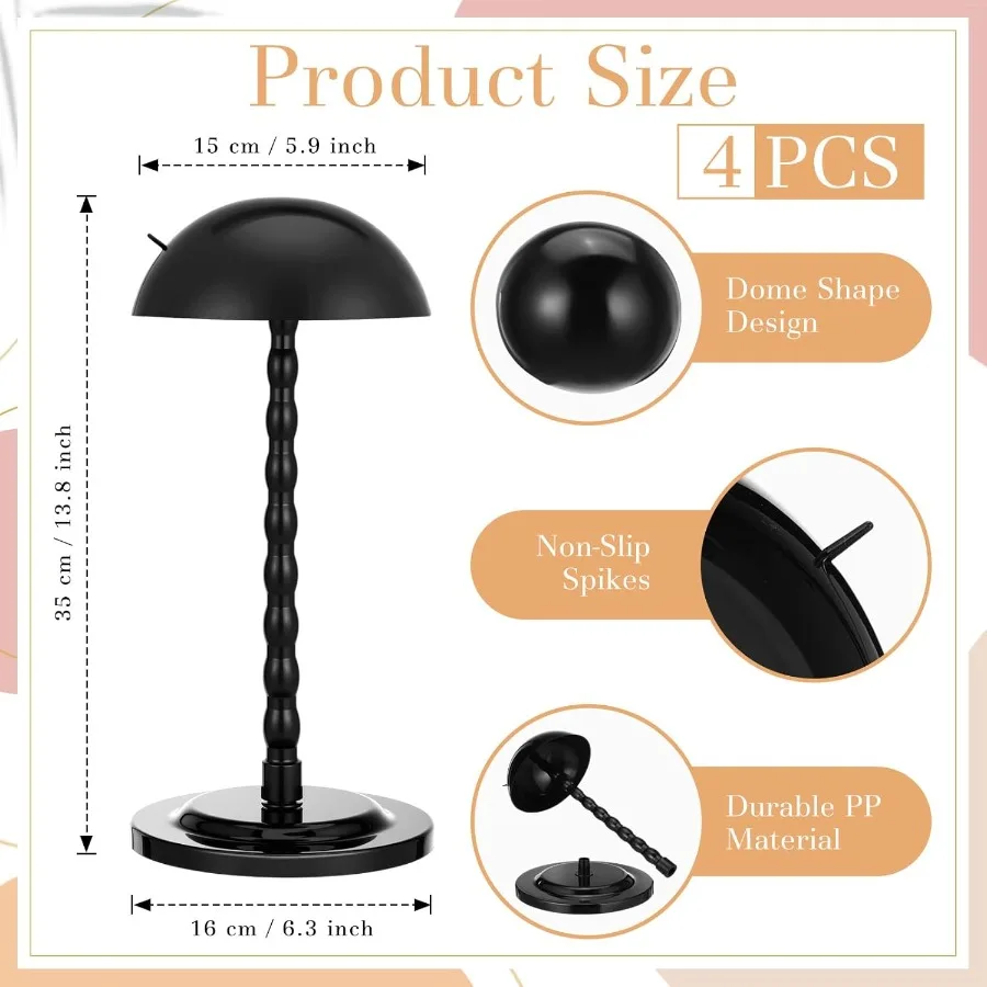 4 قطعة حامل رأس شعر مستعار لعرض متعدد الباروكات المعرضة رئيس 13.8 بوصة المحمولة مستقرة عدم الانزلاق قبعة عرض موقف شعر مستعار للسفر H #2