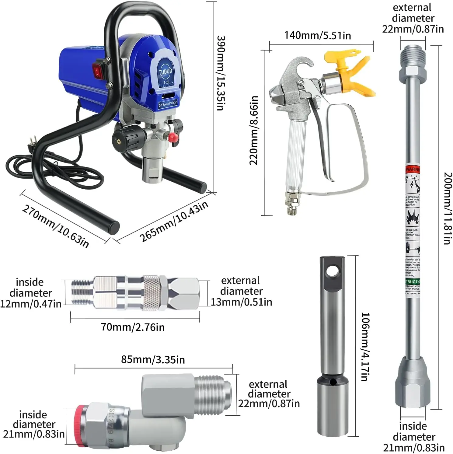 Pulverizador 3000psi 750w máquina de pulverização mal ventilada de alta eficiência, pintor de energia de suporte com pistola de pintura para casa diy, parede, cercas pa