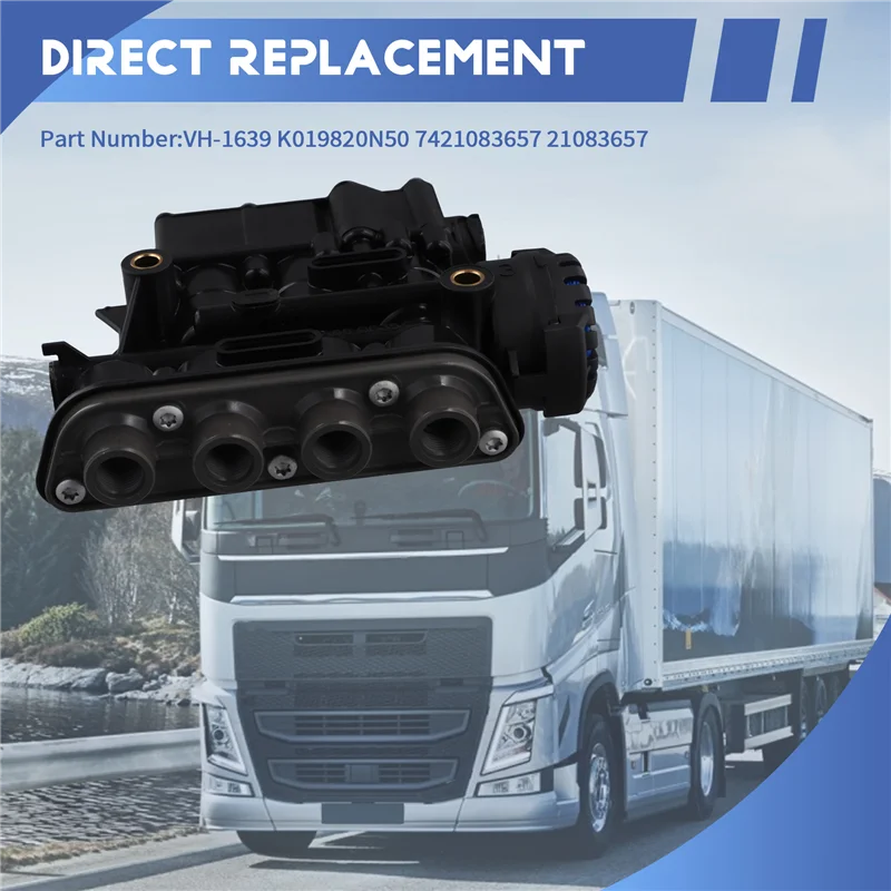 

ABOK-VOL Brake System Ecas Solenoid Valve VH-1639 K019820N50 7421083657 21083657 For RVI Volvo Truck Air Suspension Valve