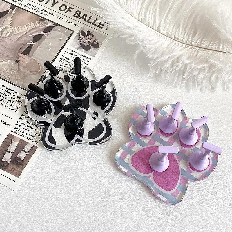 Cat Paw Magnetic Nail Tip Holder Manicure Practice Display Stand Press On Nail Training Showing Shelf Rack