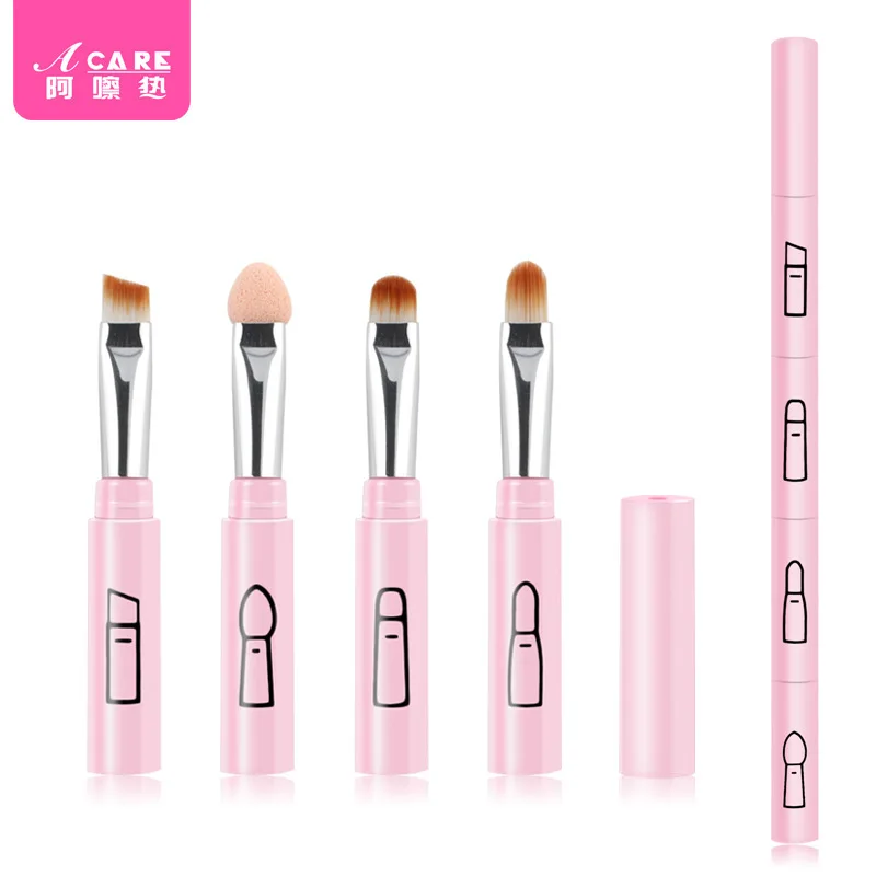 メイクブラシ/4-in-1 A1-ツール アイシャドウブラシ リップブラシ アイブロウブラシ カバー付きポータブル 取り外し可能なダブルヘッド マルチ