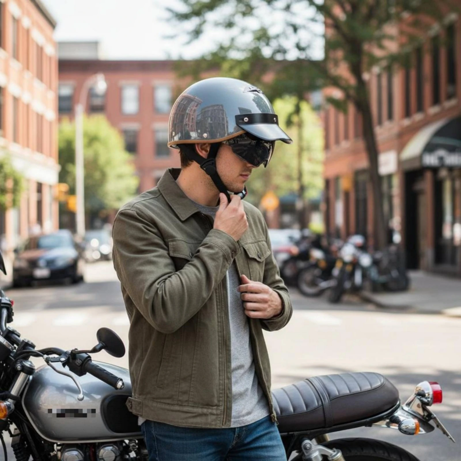 Half Helmet Lightweight Half Face Helmet Safety Gear Ventilated Head Protection Adjustable Chin Strap