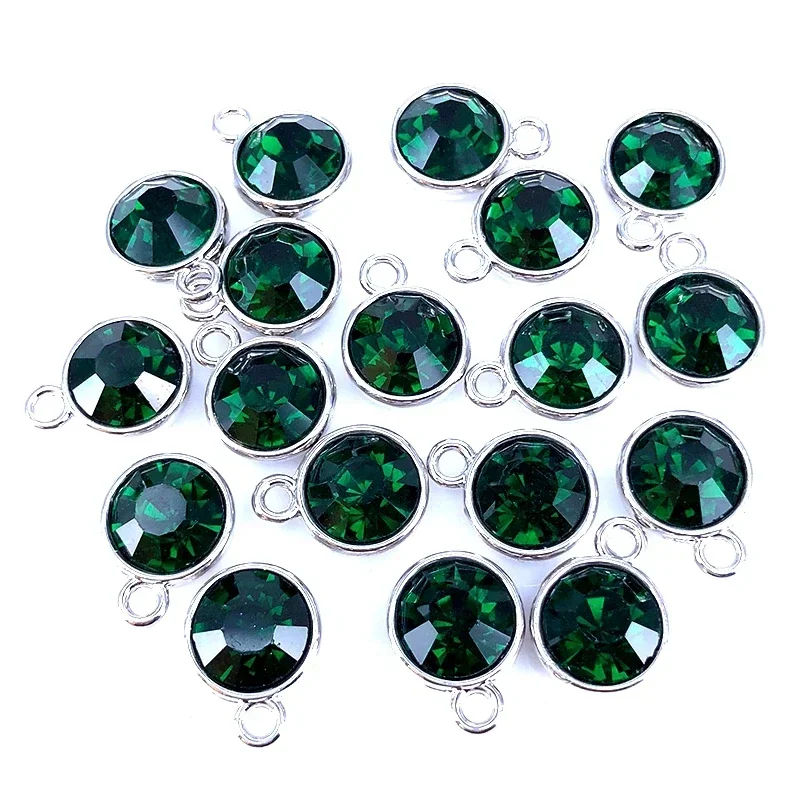 12pcs/lot Color Crystal Birthstone Silver Plated Color Charms for Jewelry Making Supplies DIY Cute Charms B003